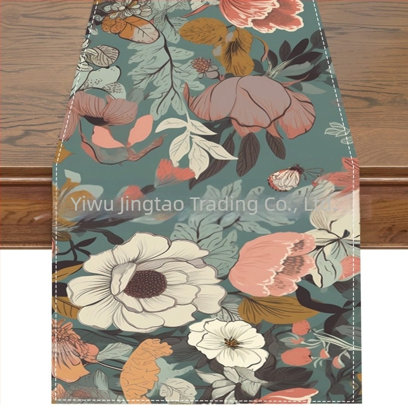 2024. Prekogranični novi laneni stolnjak za proljeće i ljeto s cvijećem za dom, restoran, dnevni boravak, blagovaonski stol, unutarnji i vanjski ukrasni stolnjak