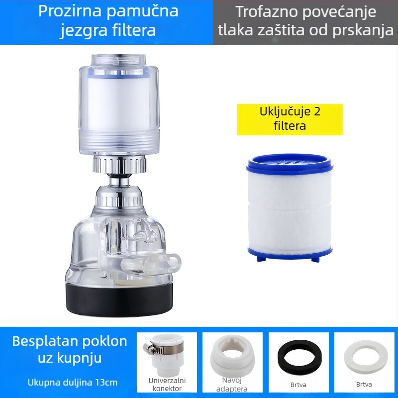 Filter za slavinu, pročišćivač vode, produžetak za kuhinjsku glavu za prskanje, univerzalni tuš pod tlakom za uštedu vode
