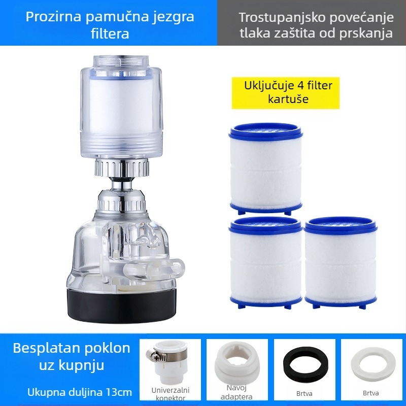 Filter za slavinu, pročišćivač vode, produžetak za kuhinjsku glavu za prskanje, univerzalni tuš pod tlakom za uštedu vode