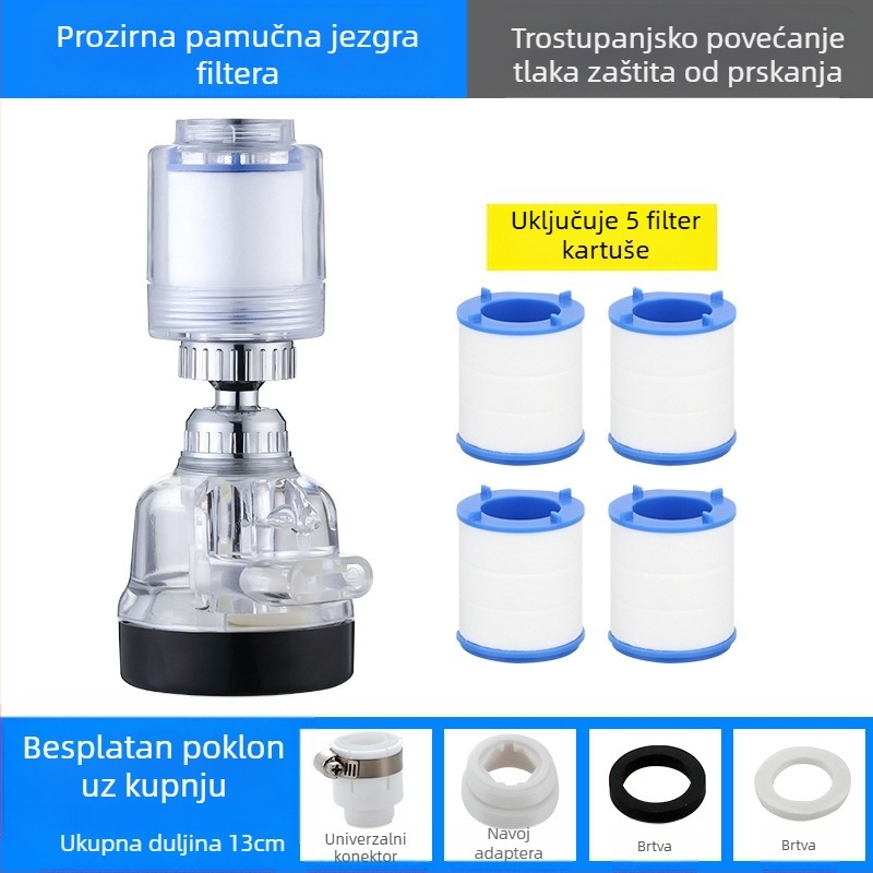Filter za slavinu, pročišćivač vode, produžetak za kuhinjsku glavu za prskanje, univerzalni tuš pod tlakom za uštedu vode