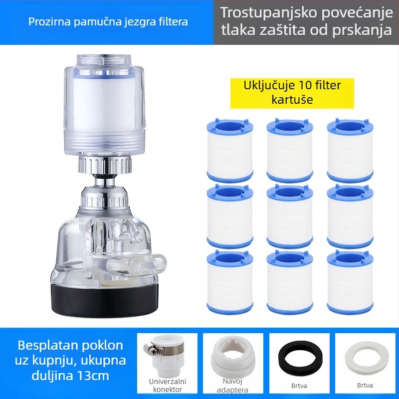 Filter za slavinu, pročišćivač vode, produžetak za kuhinjsku glavu za prskanje, univerzalni tuš pod tlakom za uštedu vode