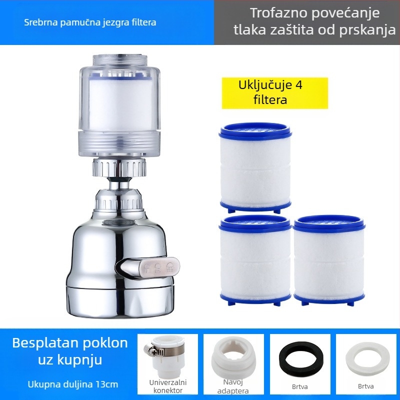 Filter za slavinu, pročišćivač vode, produžetak za kuhinjsku glavu za prskanje, univerzalni tuš pod tlakom za uštedu vode