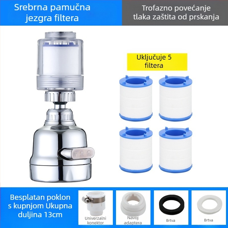 Filter za slavinu, pročišćivač vode, produžetak za kuhinjsku glavu za prskanje, univerzalni tuš pod tlakom za uštedu vode