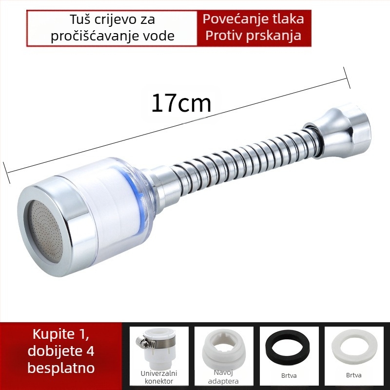 Filter za slavinu, pročišćivač vode, produžetak za kuhinjsku glavu za prskanje, univerzalni tuš pod tlakom za uštedu vode