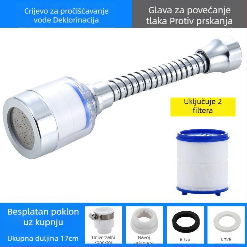 Filter za slavinu, pročišćivač vode, produžetak za kuhinjsku glavu za prskanje, univerzalni tuš pod tlakom za uštedu vode
