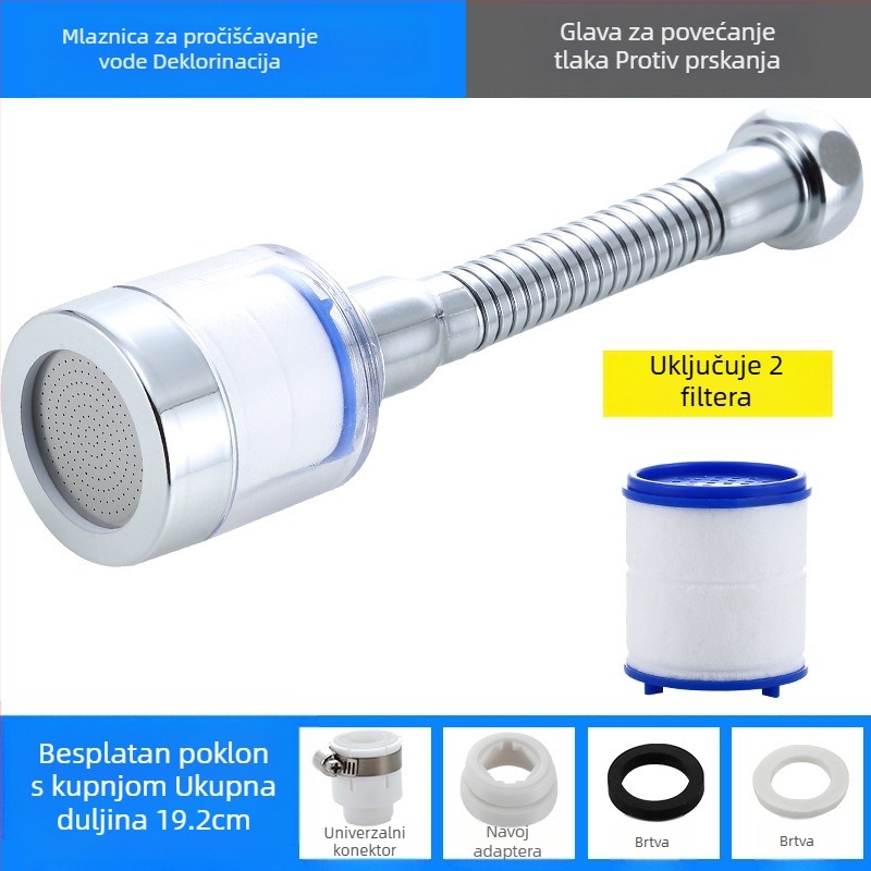 Filter za slavinu, pročišćivač vode, produžetak za kuhinjsku glavu za prskanje, univerzalni tuš pod tlakom za uštedu vode