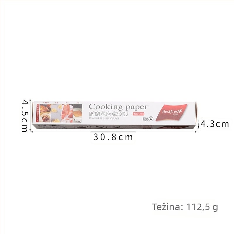 5 m papir za pečenje, novine s vjetrom, retro uzorkom, silikonski papir za pečenje, neljepljivi, otporan na visoke temperature, papir za pečenje, može se rezati po volji
