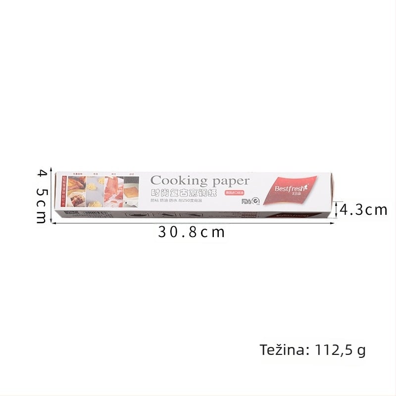 5 m papir za pečenje, novine s vjetrom, retro uzorkom, silikonski papir za pečenje, neljepljivi, otporan na visoke temperature, papir za pečenje, može se rezati po volji