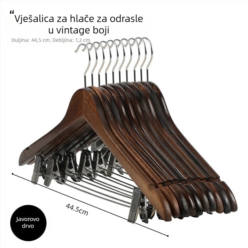 Drvena vješalica za odjeću Hotelska posebna vješalica za odjeću od punog drva Trgovina odjećom Neklizajuća drvena vješalica za odjeću Vješalica za odjeću Izvor veleprodaje