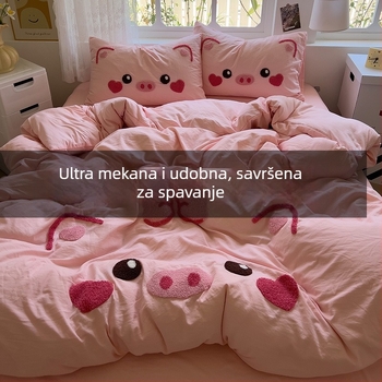 Super mekani pamučni ručnik s vezom klase A, set od četiri dijela, pamučna jednobojna navlaka za poplune, set od tri dijela za studentski dom