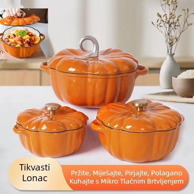 Emajlirani lonac u obliku bundeve, emajlirani lonac za juhu od mesa, višenamjenski lonac, kućanski emajlirani lonac za juhu, univerzalni za indukcijsko kuhalo