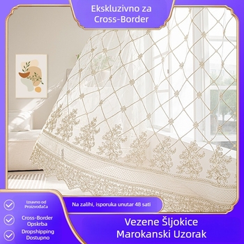 Završeno na zalihi Prekogranična vezena gaza zavjesa Američka prozirna zavjesa u europskom stilu Gaza zavjesa Hosting Amazon Marokanska zavjesa