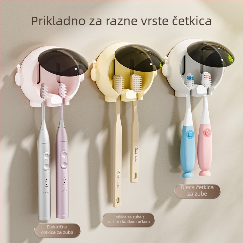 Držači za četkice za zube Spaceman, kupaonski zidni stalak za pohranu električnih četkica za zube bez rupa, zidni vješalica za kupaonicu