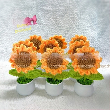 Vuneno pleteni mini ukras za lonce umjetni cvijet tvornica ručno rađenih radova od vunenog cvijeta za automobile, gotov proizvod veleprodaja