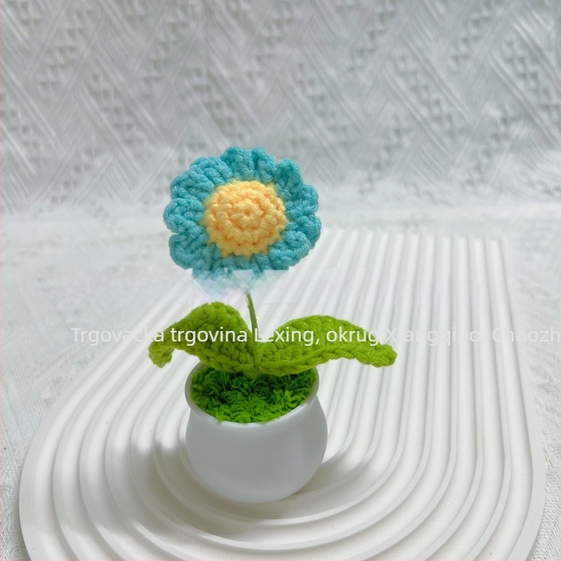 Vuneno pleteni mini ukras za lonce umjetni cvijet tvornica ručno rađenih radova od vunenog cvijeta za automobile, gotov proizvod veleprodaja
