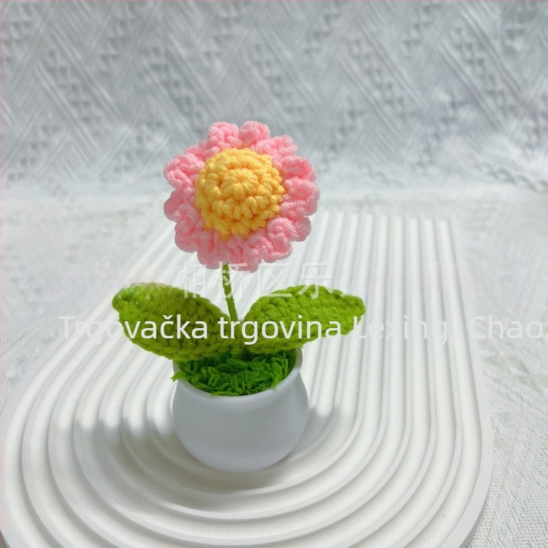 Vuneno pleteni mini ukras za lonce umjetni cvijet tvornica ručno rađenih radova od vunenog cvijeta za automobile, gotov proizvod veleprodaja