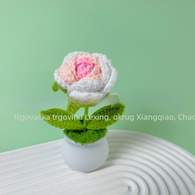 Vuneno pleteni mini ukras za lonce umjetni cvijet tvornica ručno rađenih radova od vunenog cvijeta za automobile, gotov proizvod veleprodaja