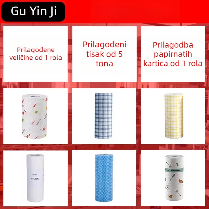 Jednokratne kuhinjske krpe koje ne ostavljaju dlačice i ne lijepe se za ulje. Posebni papirnati kuhinjski ručnici, uklonjive vlažne i suhe krpe za jednokratnu upotrebu.