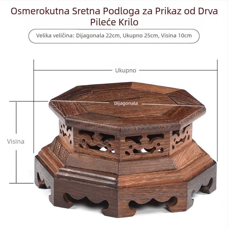 Klasična baza od sekvoje, rezbarija od punog drva, pileća krilca, šesterokutni ukrasi, ljubičasta pješčana posuda, porculanska vaza s kamenom glavom, kip Bude, lonac za biljke