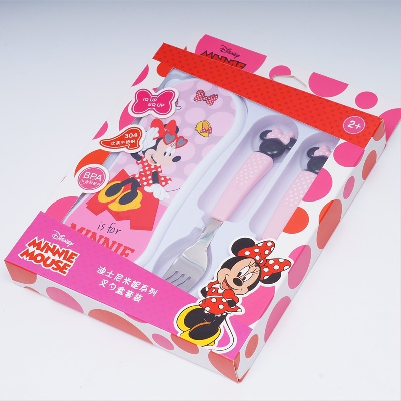 Disney žlica za jelo s kutijom dječje žlice za bebe, prijenosna torba od nehrđajućeg čelika 304 s crtanim motivom