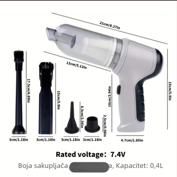 Usisavač za automobil, dvostruke namjene za automobil i dom, bežični ručni punjivi, snažan, mali, mini, snažna funkcija puhanja, prijenosni usisavač