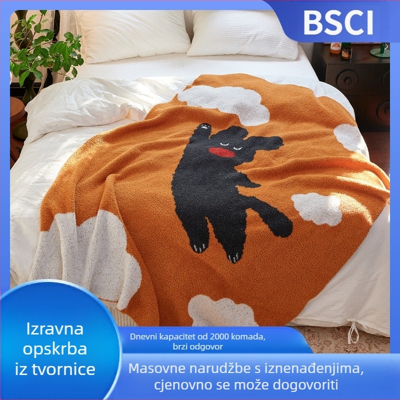 Nova pletena baršunasta deka Flying Dog klase A s pola strane, navlaka za pauzu za ručak, ležerna deka, mekana odjeća s perajom za trbuh