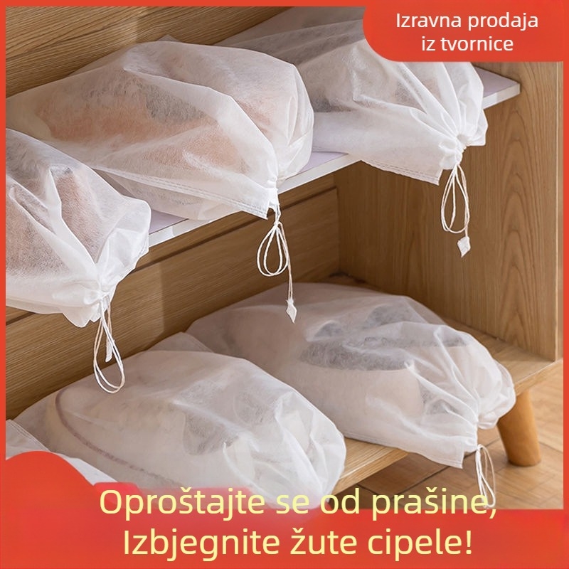 Vrećica za cipele od netkane tkanine za pohranu, vrećica za cipele sa vezicom, male bijele cipele, navlaka protiv žute prašine, sušenje i sušenje cipela, proizvođač na zalihi