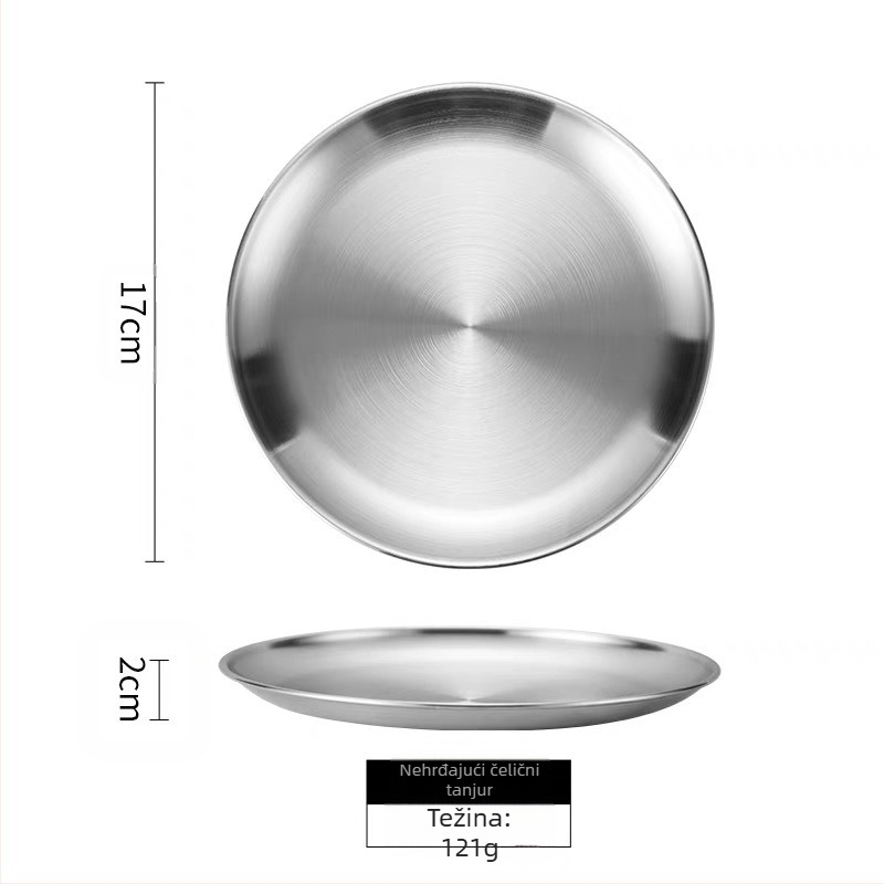 Korejski tanjur od nehrđajućeg čelika za roštilj, tanjur za švedski stol, tanjur za pljuvanje kostiju, vanjski tanjur za piknik, tanjur za kampiranje, okrugli pladanj