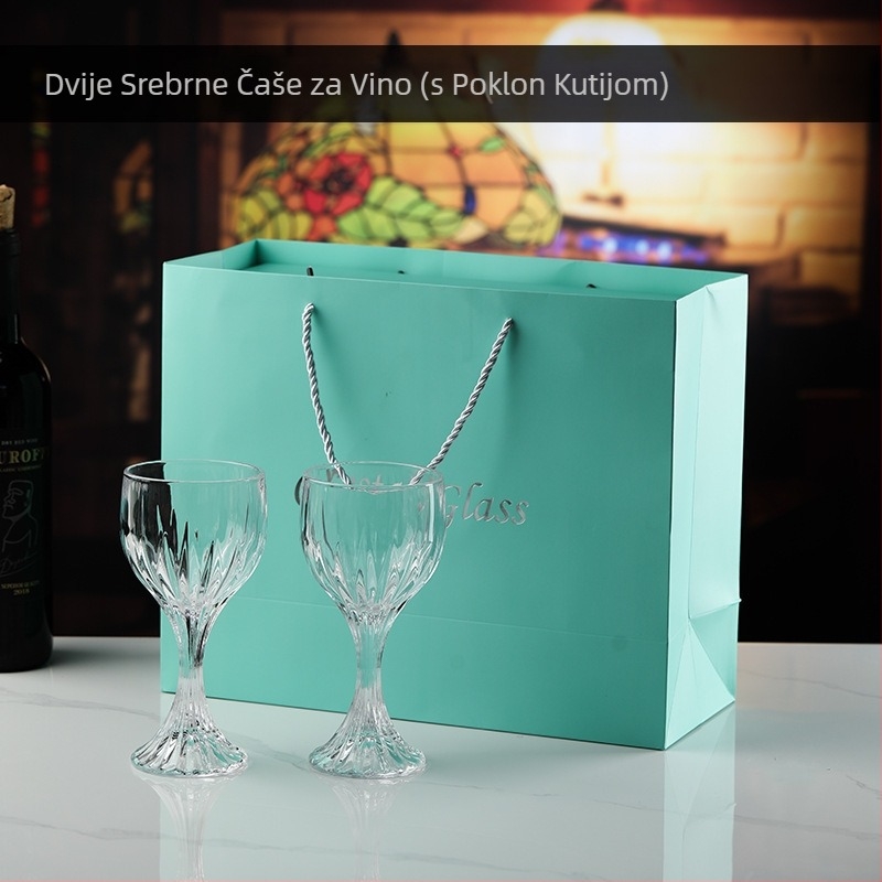 Lagana luksuzna vintage reljefna rezbarena čaša za crveno vino, kućna staklena čaša za vino, visoka vrijednost čaše za vino u boji, veleprodaja čaša za vino