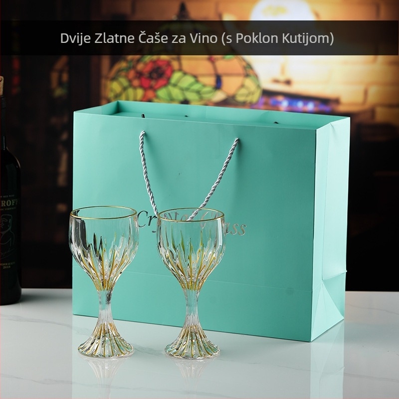 Lagana luksuzna vintage reljefna rezbarena čaša za crveno vino, kućna staklena čaša za vino, visoka vrijednost čaše za vino u boji, veleprodaja čaša za vino