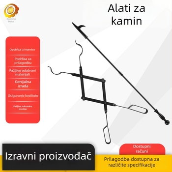 Amazon Sklopiva hvataljka za kamin, hvataljka za vatru, alat za hvatanje kaminske vatre, željezna ručka, pribor za kamin