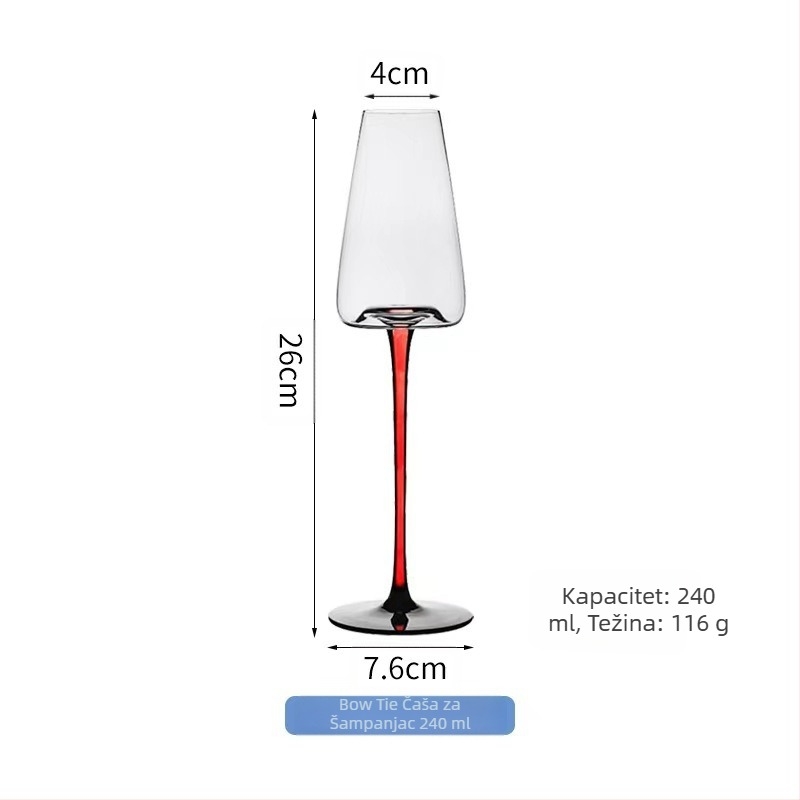 Crna kravata kristalna čaša za crveno vino, bordo veliki kućni set, crvena, stupno crvena, visoka, pristupačna luksuzna šalica