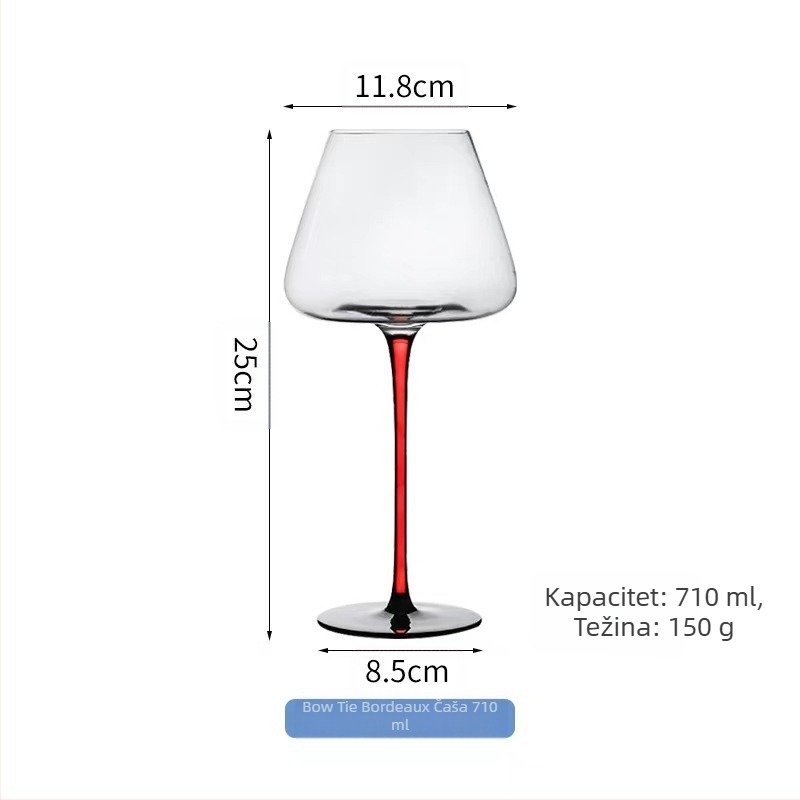 Crna kravata kristalna čaša za crveno vino, bordo veliki kućni set, crvena, stupno crvena, visoka, pristupačna luksuzna šalica