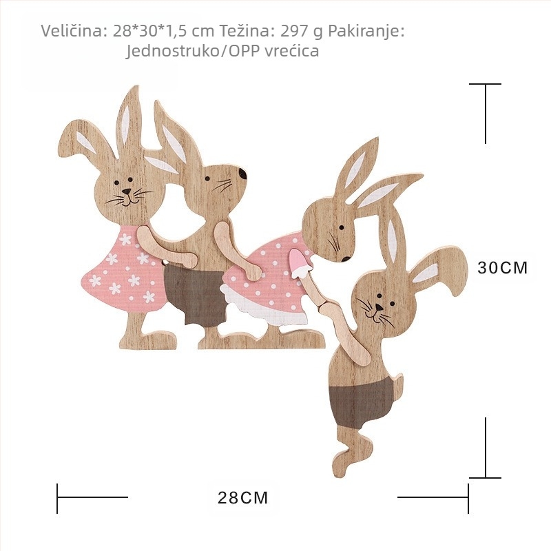 [Veliki broj na zalihi] novi uskrsni ukras u stilu oslikanog drvenog zeca klackalice