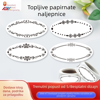 Prekogranično na zalihi rukom pisani biorazgradivi topljivi boce i limenke hrane, prazan logotip s ovalnom naljepnicom za klasifikaciju