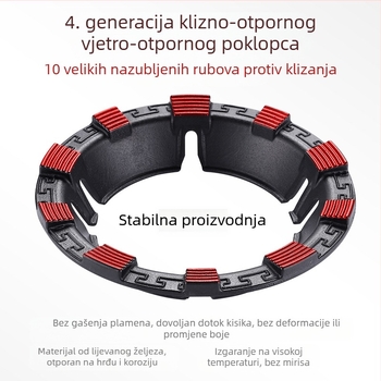 Vjetrootporni poklopac od lijevanog željeza za plinske štednjake, energetski štedljivi prsten za vatru, novo nadograđeni nosač s osam zubaca protiv klizanja