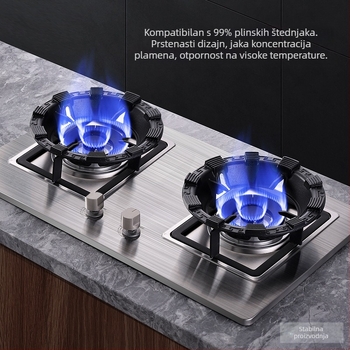 Vjetrootporni poklopac od lijevanog željeza za plinske štednjake, energetski štedljivi prsten za vatru, novo nadograđeni nosač s osam zubaca protiv klizanja