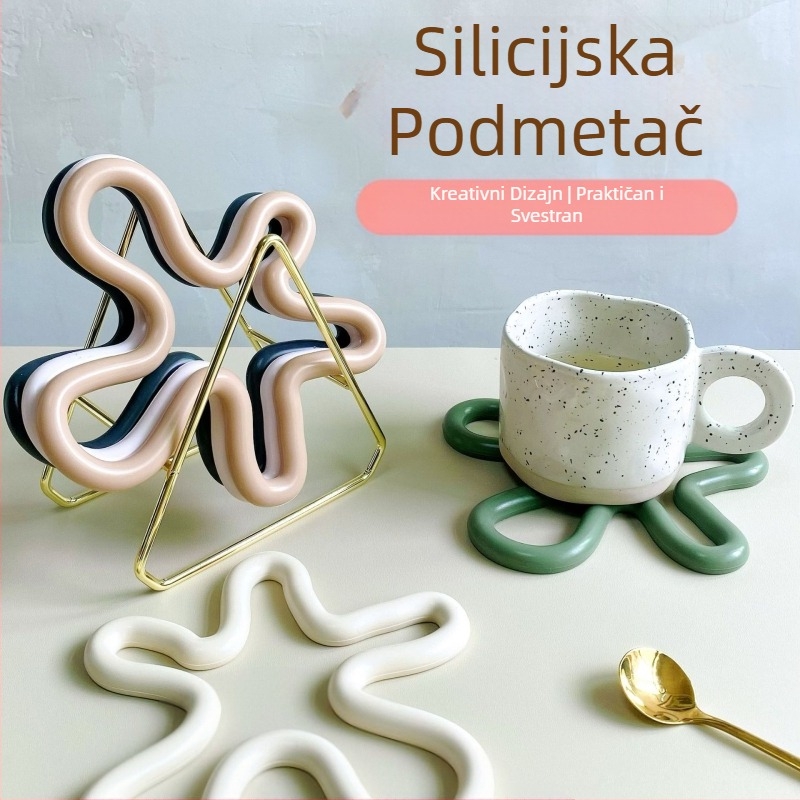 Asimetrični silikonski izolirani podmetači za kavu, podmetači za kavu, otporni na visoke temperature, kućna kuhinja, podmetači za zdjele, podmetači za lonce i tanjure za večeru