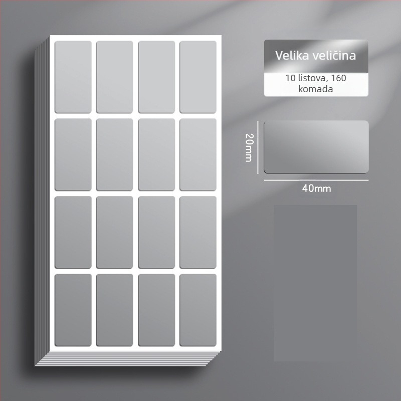 Azijske srebrne naljepnice, vodootporne i otporne na ulje, samoljepljive naljepnice, rukom pisane naljepnice s imenom koje se mogu otkidati, naljepnice s uzorcima hrane i lijekova