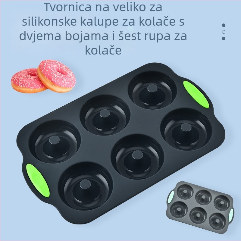 Tvornica veleprodaja silikonskih dvobojnih kalupa za torte sa šest rupa, kalupa za čokoladne kolačiće i alata za pečenje kolača