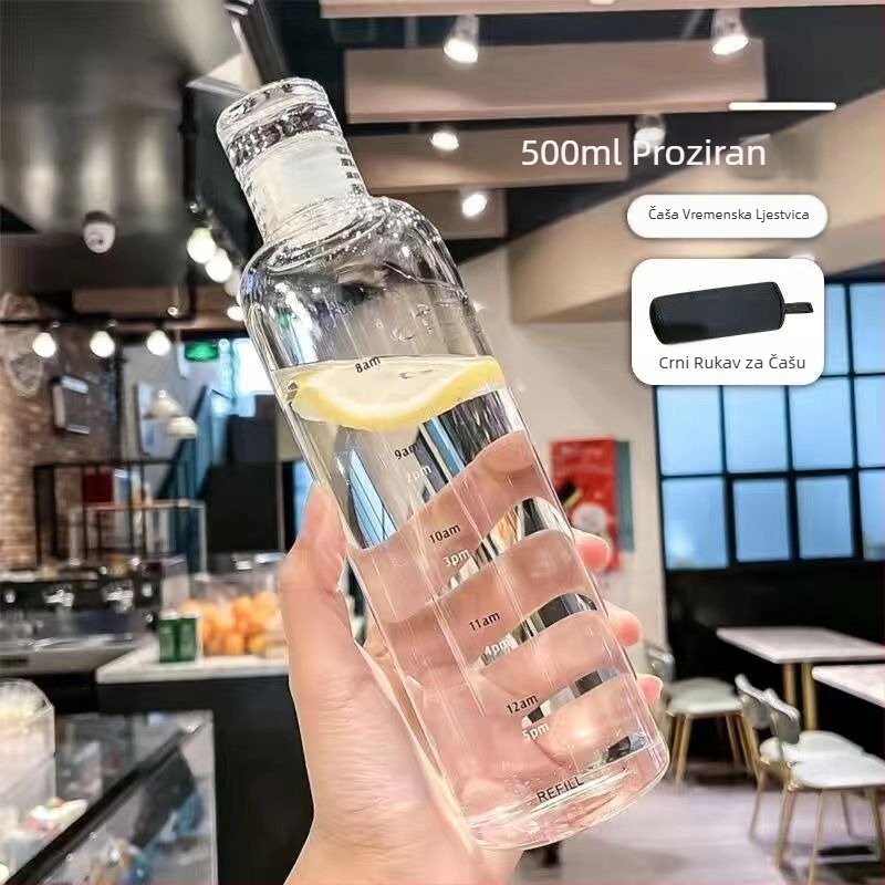 Vremenska skala, čaša za vodu visoke vrijednosti boje za muškarce i žene, jednostavna prijenosna prozirna čaša otporna na padove, internetska slavna osoba, otporna na visoke temperature, čaša za vodu