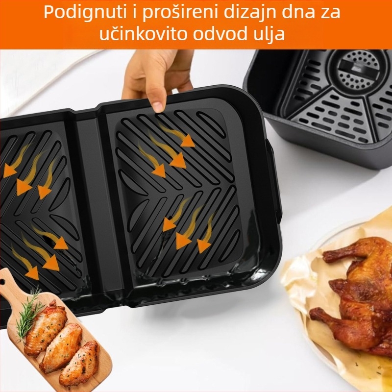 Prekogranična nova kvadratna silikonska tepsija za pečenje, veleprodajna prilagodba, pogodna za tepsiju za pečenje u fritezi Ninja Af500