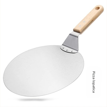 Tvornički alati za pečenje na licu mjesta, set za pizzu od tri dijela, okrugla lopata s drvenom drškom, nož od nehrđajućeg čelika s kotačima, drvena drška, trokutasta lopata