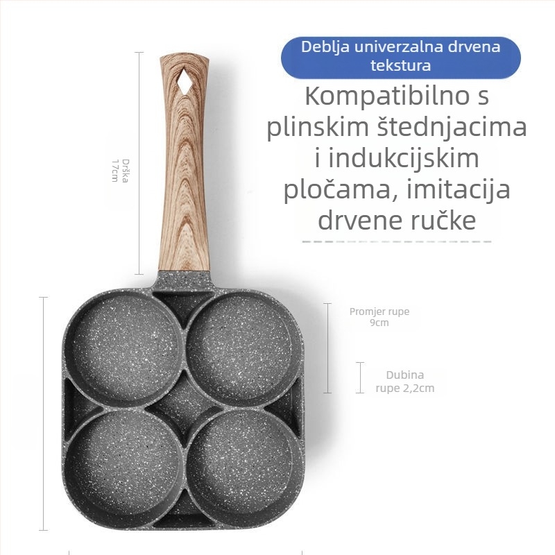 Tava za prženje jaja, kalup za prženje jaja s četiri rupe, artefakt za prženje jaja, neprianjajući stroj za prženje palačinki, kućni doručak
