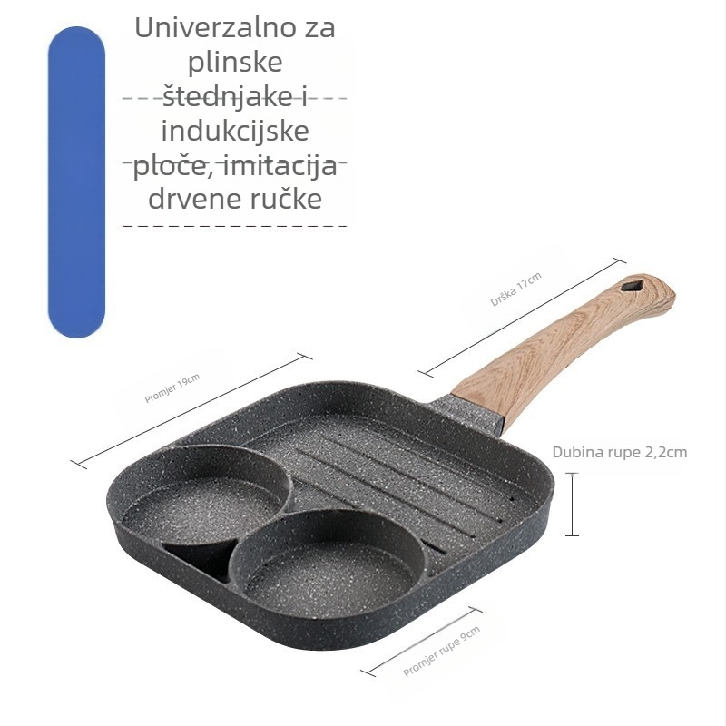 Tava za prženje jaja, kalup za prženje jaja s četiri rupe, artefakt za prženje jaja, neprianjajući stroj za prženje palačinki, kućni doručak