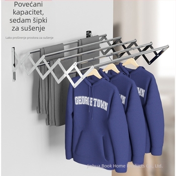 Prekogranični nevidljivi stalak za sušenje rublja, zidni sklopivi balkonski teleskopski stalak za sušenje rublja od nehrđajućeg čelika, teleskopski stalak za ručnike