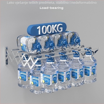 Prekogranični nevidljivi stalak za sušenje rublja, zidni sklopivi balkonski teleskopski stalak za sušenje rublja od nehrđajućeg čelika, teleskopski stalak za ručnike