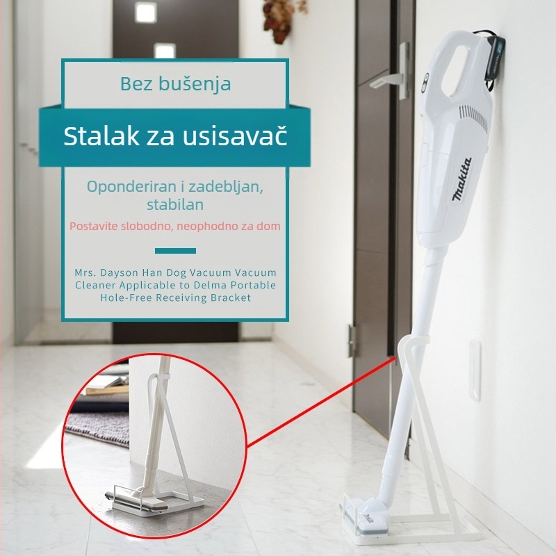 Stalak za pohranu usisavača u japanskom stilu, kućanski pribor, stalak za završnu obradu, nosač za usisavač bez bušilica, stalak za krpe