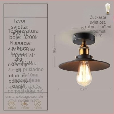 potkrovlje američki industrijski stil seoski retro lampe hodnik prolazna lampa blagovaonica spavaća soba hodnik stropna lampa s jednom glavom