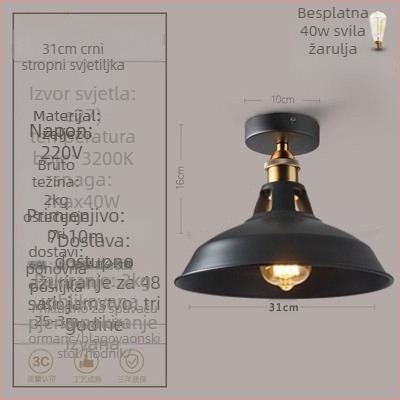 potkrovlje američki industrijski stil seoski retro lampe hodnik prolazna lampa blagovaonica spavaća soba hodnik stropna lampa s jednom glavom